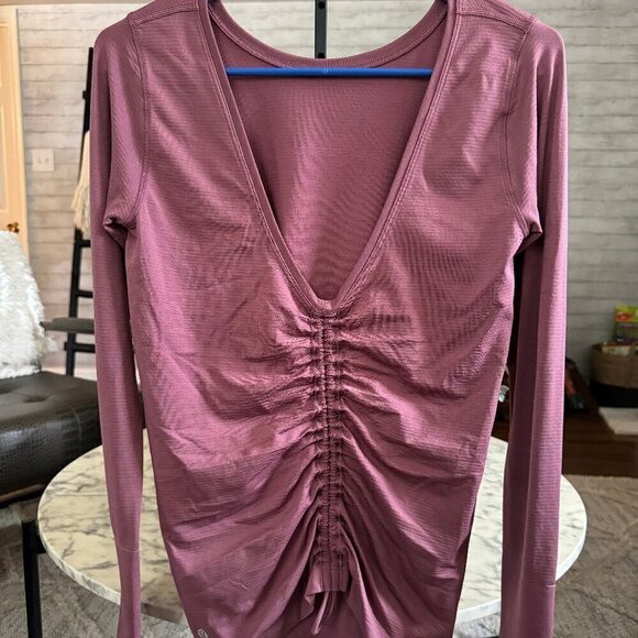 Lululemon Purple Swiftly Speed Long Sleeve Cinch Ruched Back Top Size - Picture 5 of 10